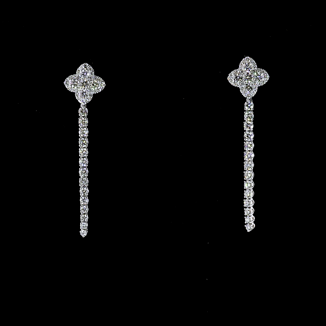 1.61 CTTW Round Lab Diamond Hanging Earring (E Color and VS1 Clarity)