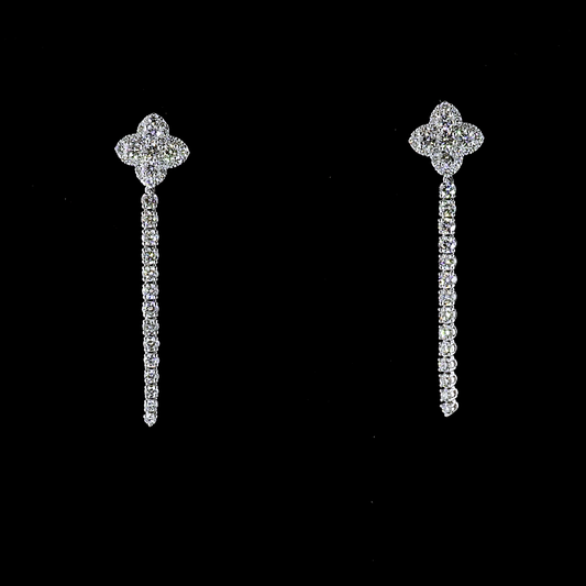 1.61 CTTW Round Lab Diamond Hanging Earring (E Color and VS1 Clarity)