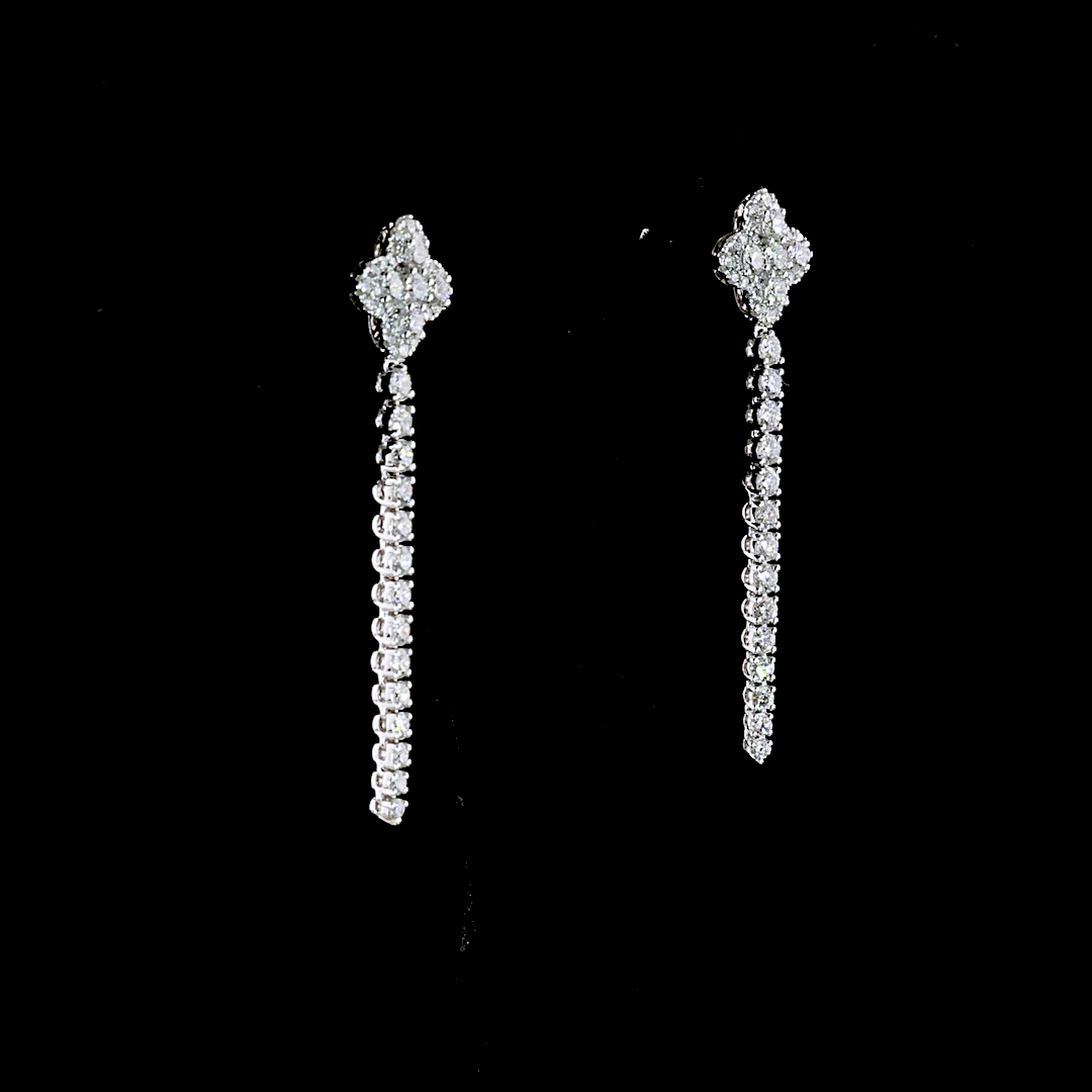 1.61 CTTW Round Lab Diamond Hanging Earring (E Color and VS1 Clarity)