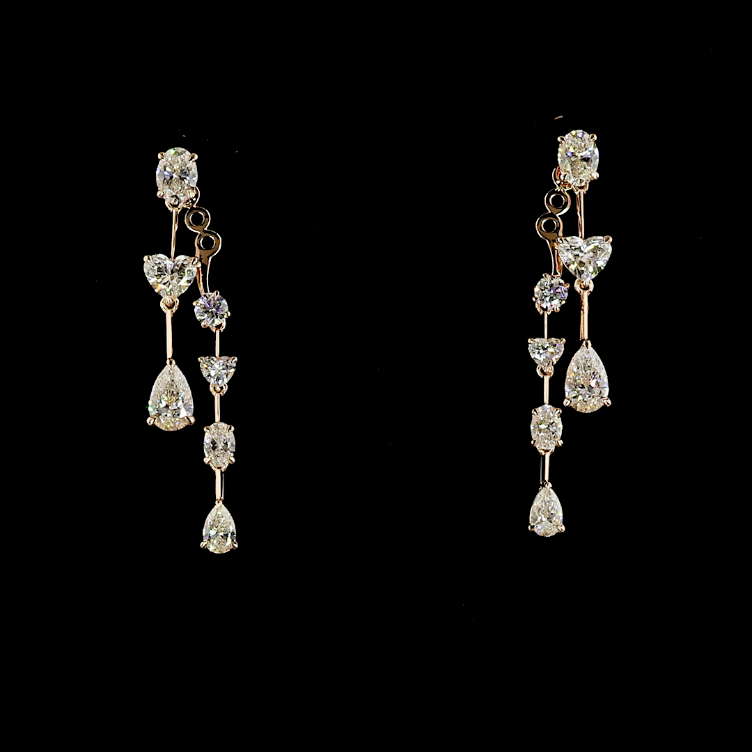3.37 CTTW MIX Lab Grown Diamond Hanging Earring Size 36.65 (E Color and VS1 Clarity)