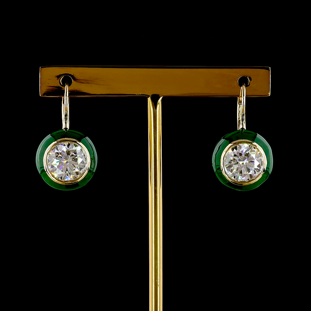 4.05 CTTW Round Lab Grown Diamond Hanging Earring (F/E Color and VS1 Clarity)