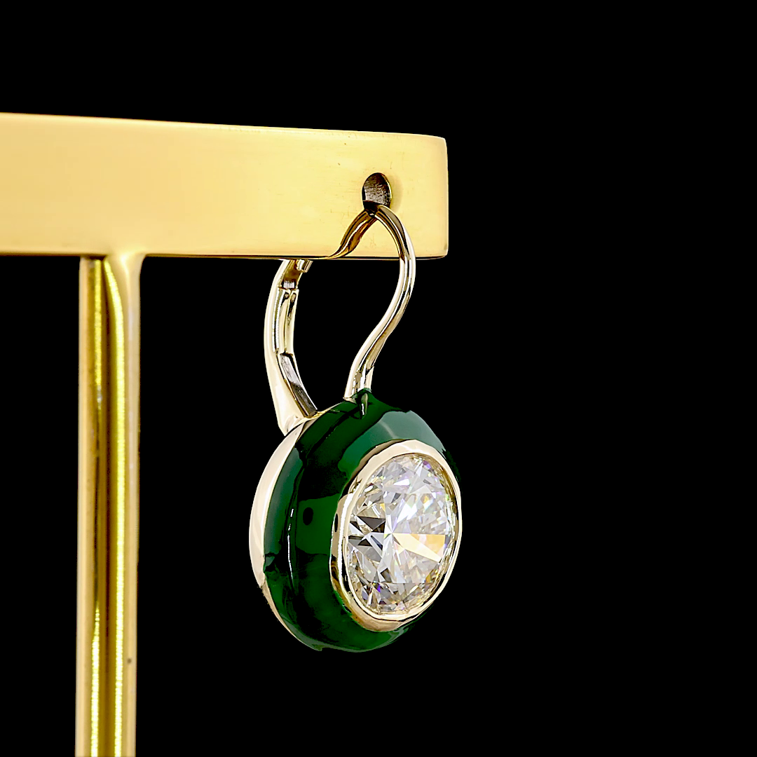 4.05 CTTW Round Lab Grown Diamond Hanging Earring (F/E Color and VS1 Clarity)