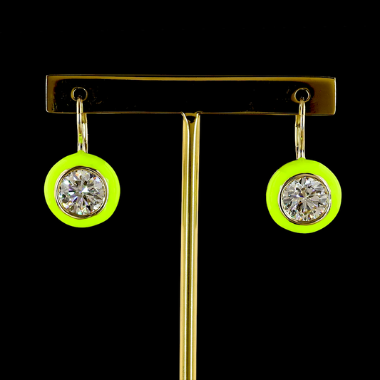 4.02 CTTW Round Lab Grown Diamond Hanging Earring (F Color and VS1 Clarity)