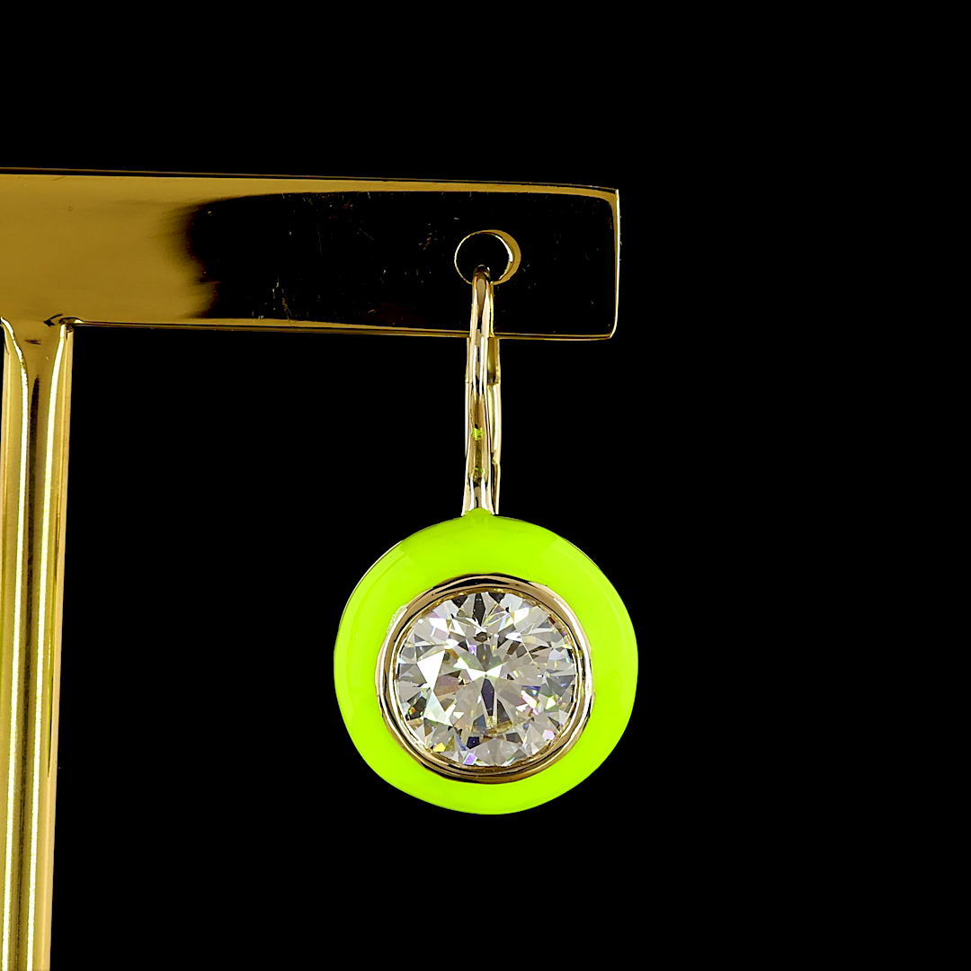 4.02 CTTW Round Lab Diamond Hanging Earring (F Color and VS1 Clarity)