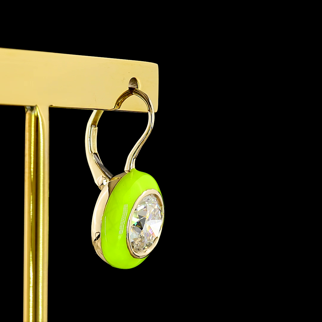 4.02 CTTW Round Lab Diamond Hanging Earring (F Color and VS1 Clarity)