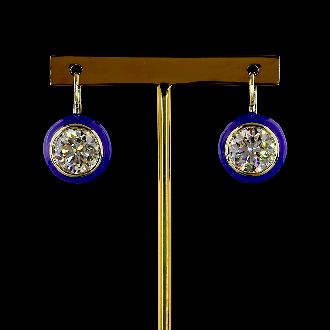 8.06 CTTW Round Lab Grown Diamond Hanging Earring (F Color and VS1 Clarity)
