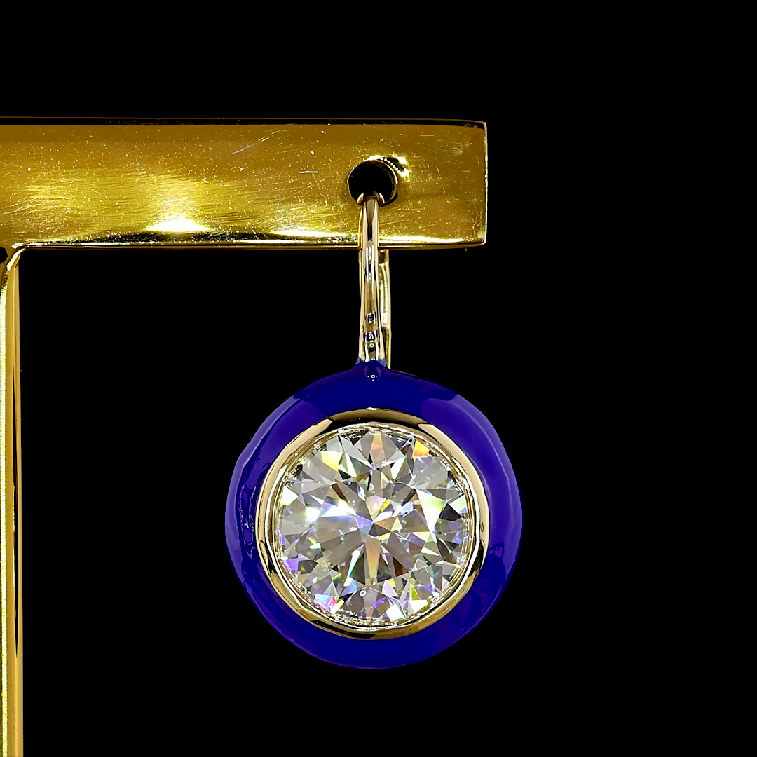 8.06 CTTW Round Lab Grown Diamond Hanging Earring (F Color and VS1 Clarity)