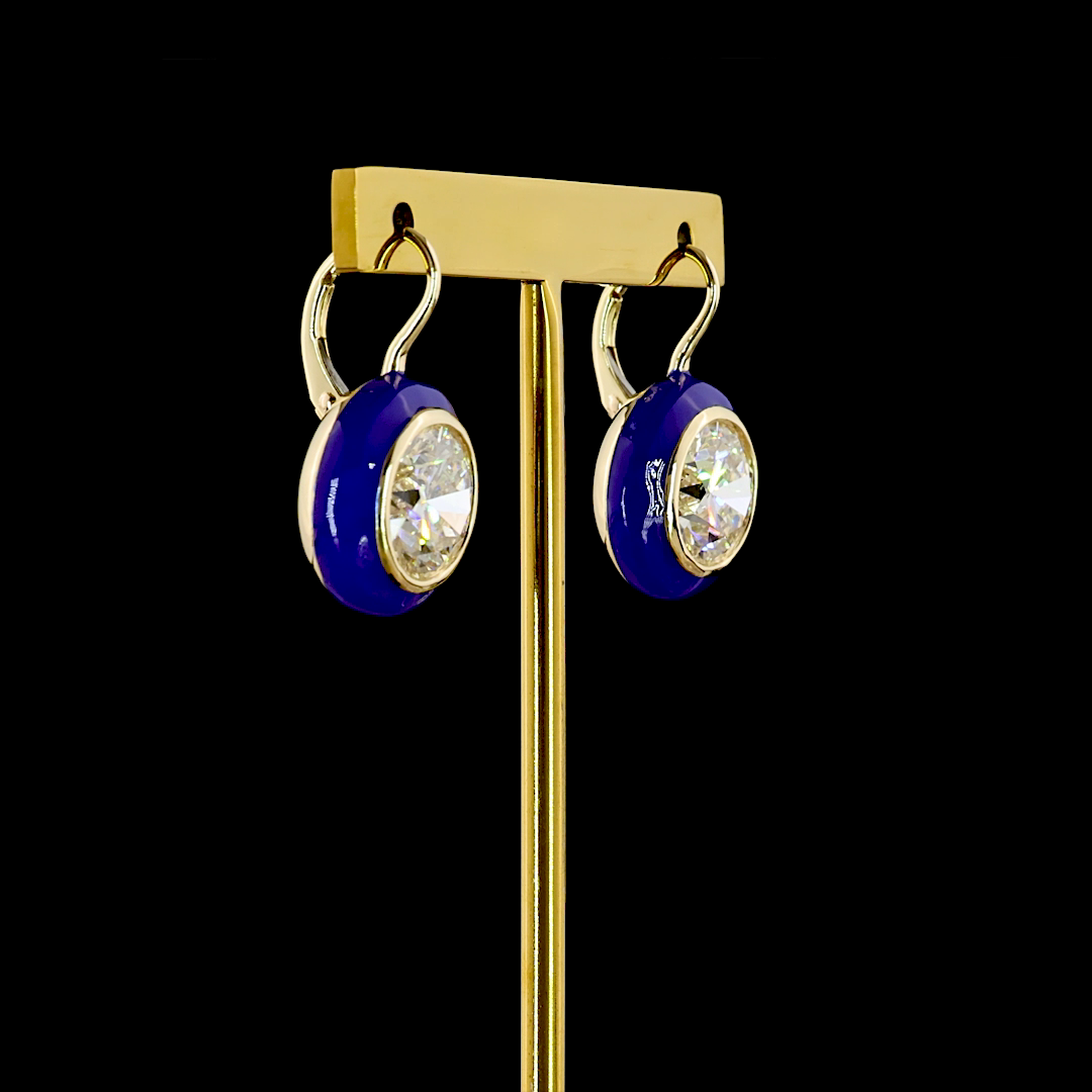 8.06 CTTW Round Lab Grown Diamond Hanging Earring (F Color and VS1 Clarity)