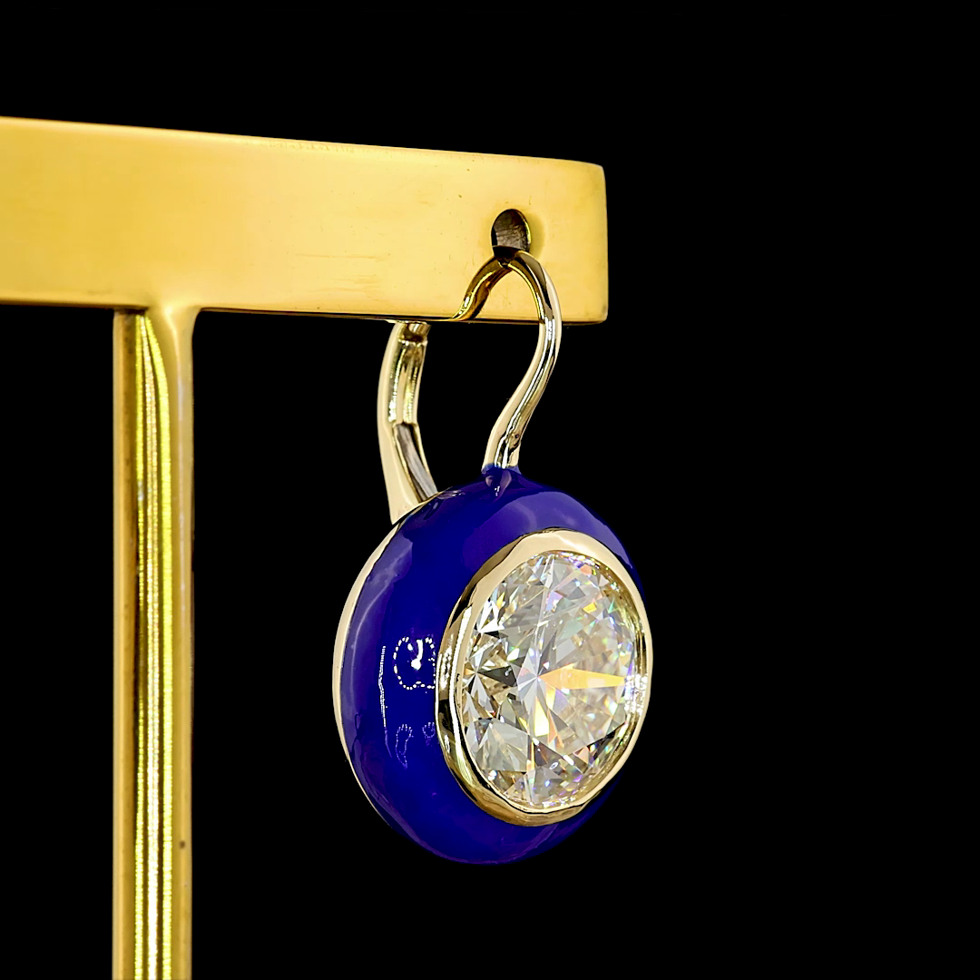 8.06 CTTW Round Lab Grown Diamond Hanging Earring (F Color and VS1 Clarity)