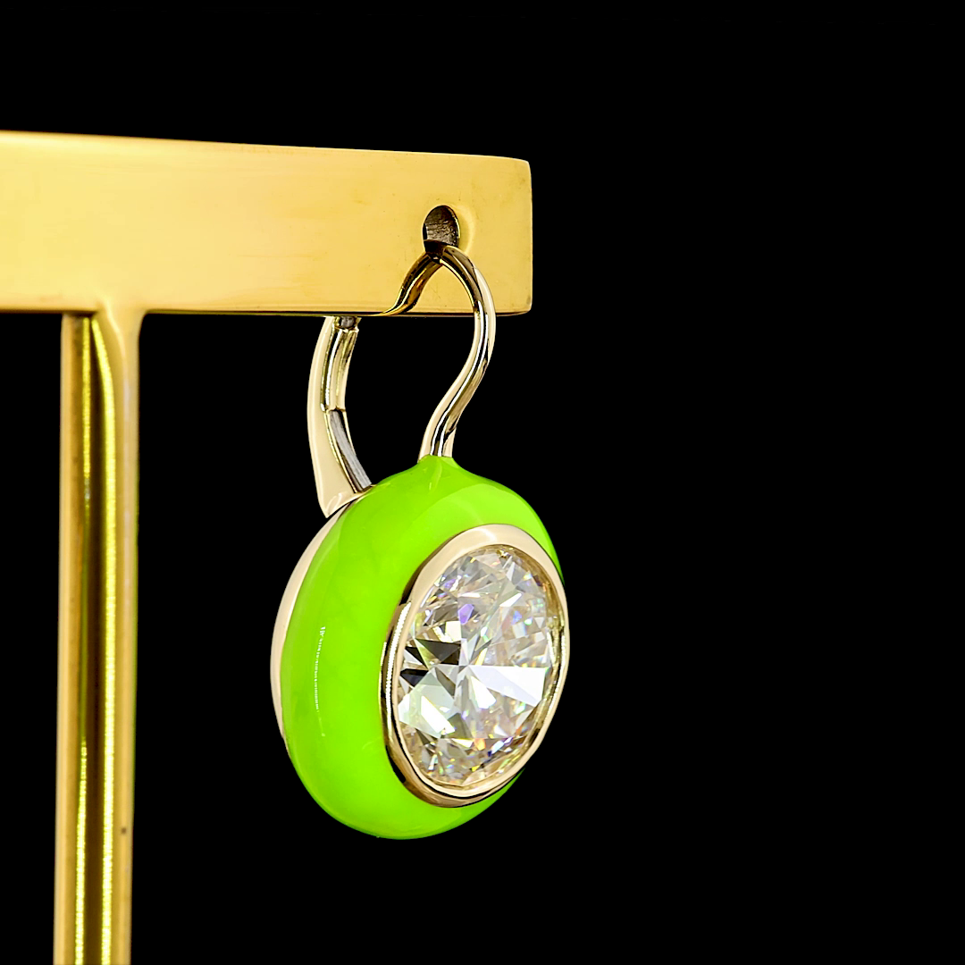 8.06 CTTW Round Lab Grown Diamond Hanging Earring (F Color and VS1 Clarity)