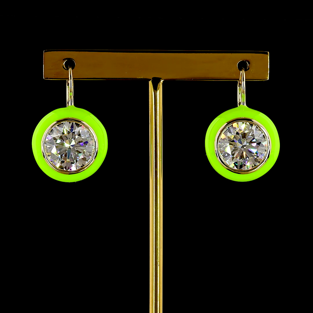 10.09 CTTW Round Lab Grown Diamond Hanging Earring (F Color and VS1 Clarity)
