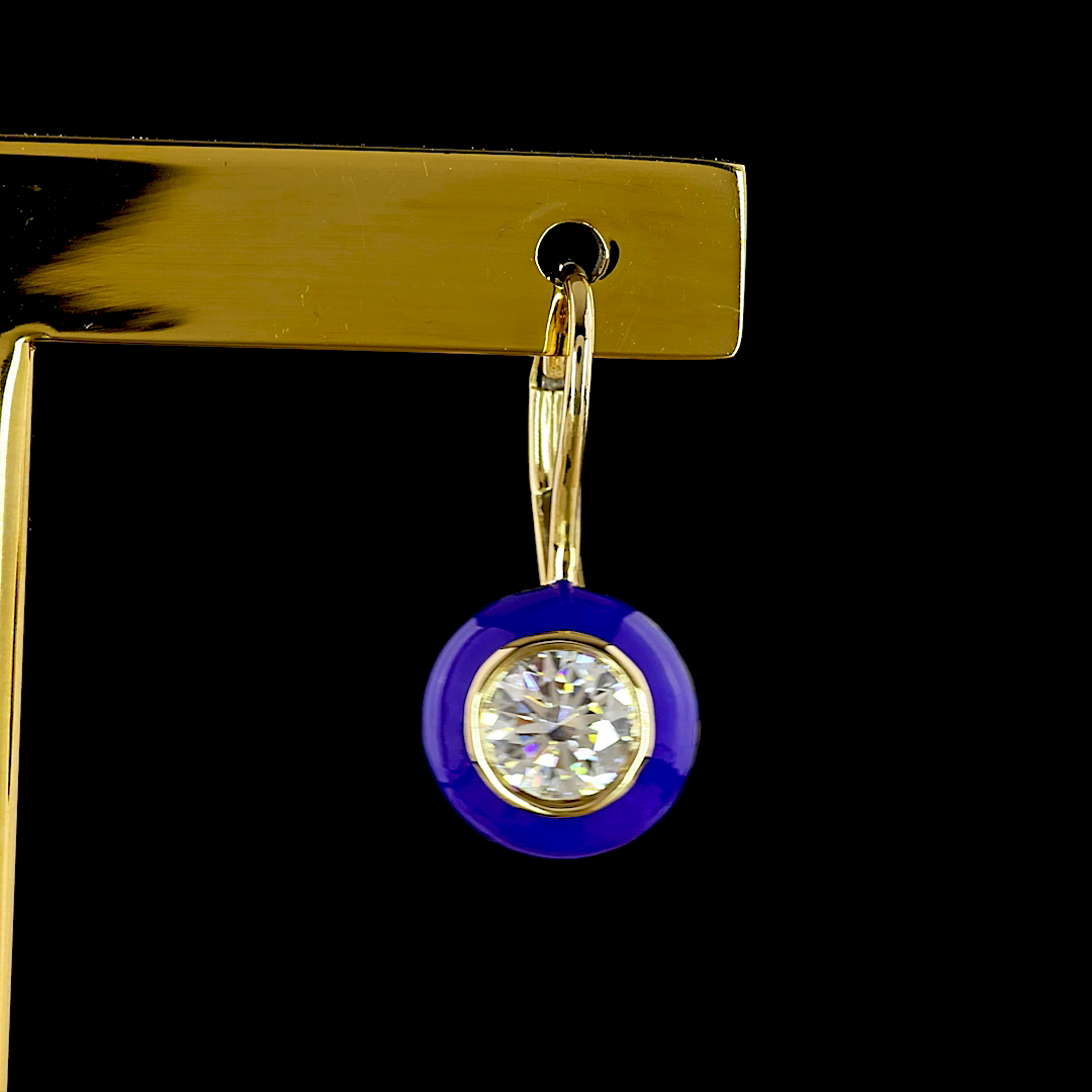 1.00 CTTW Round Lab Diamond Hanging Earring (E Color and VS1 Clarity)