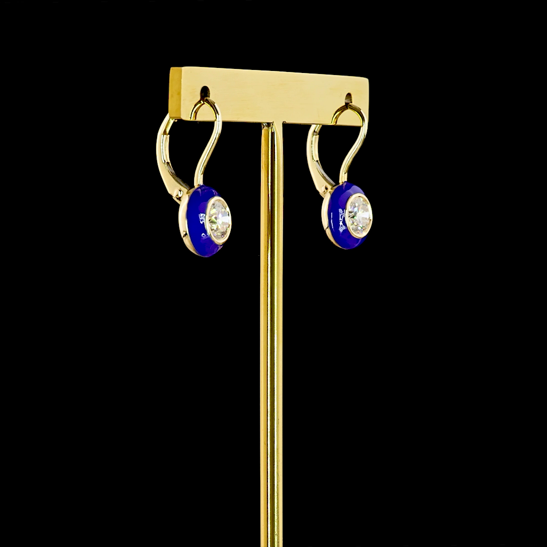 1.00 CTTW Round Lab Diamond Hanging Earring (E Color and VS1 Clarity)