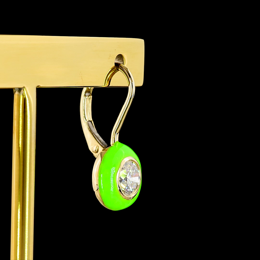 1.00 CTTW Round Lab Diamond Hanging Earring (E Color and VS1 Clarity)