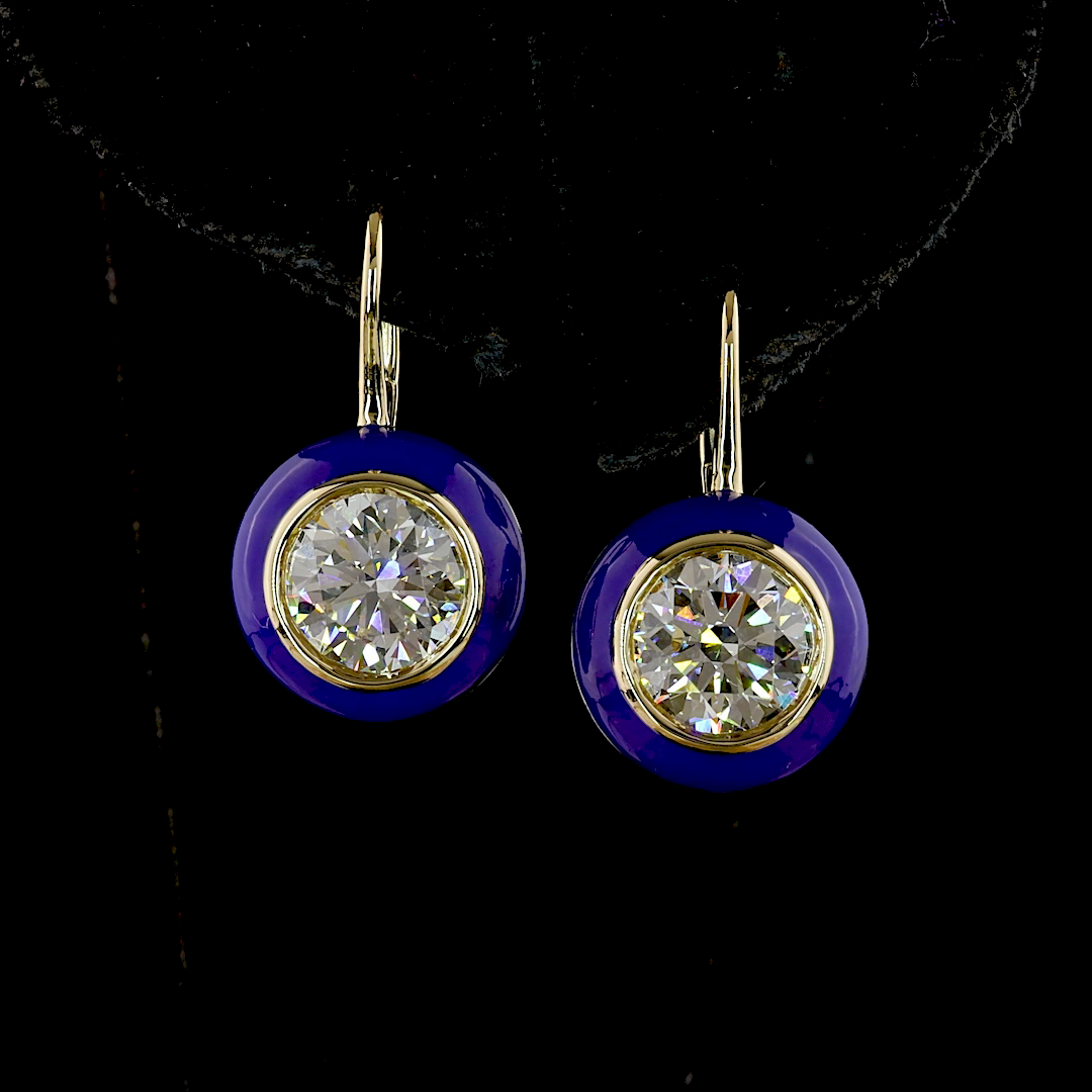 3.07 CTTW Round Lab Grown Diamond Hanging Earring (F Color and VVS2 Clarity)