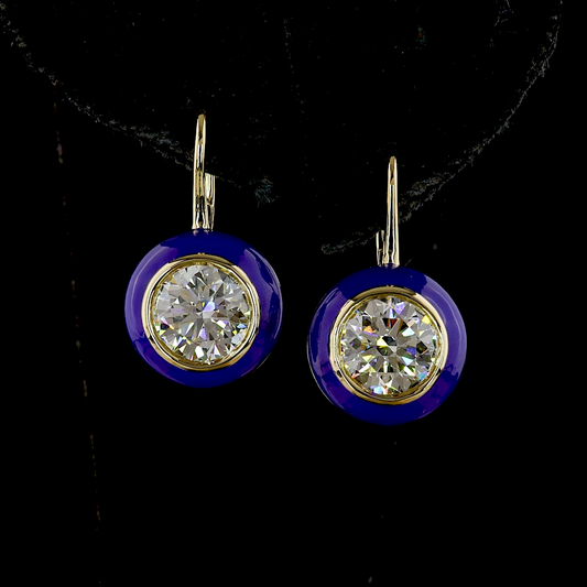 3.07 CTTW Round Lab Grown Diamond Hanging Earring (F Color and VVS2 Clarity)