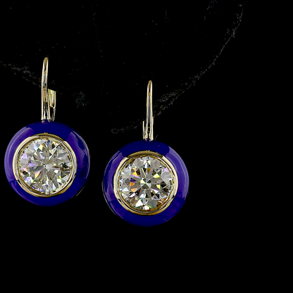 3.07 CTTW Round Lab Grown Diamond Hanging Earring (F Color and VVS2 Clarity)