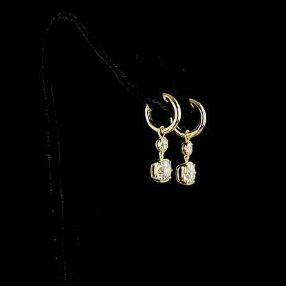 2.48 CTTW Square Cushion Brilliant Lab Grown Diamond Hanging Earring Size 25.1 (E Color and VS1 Clarity)