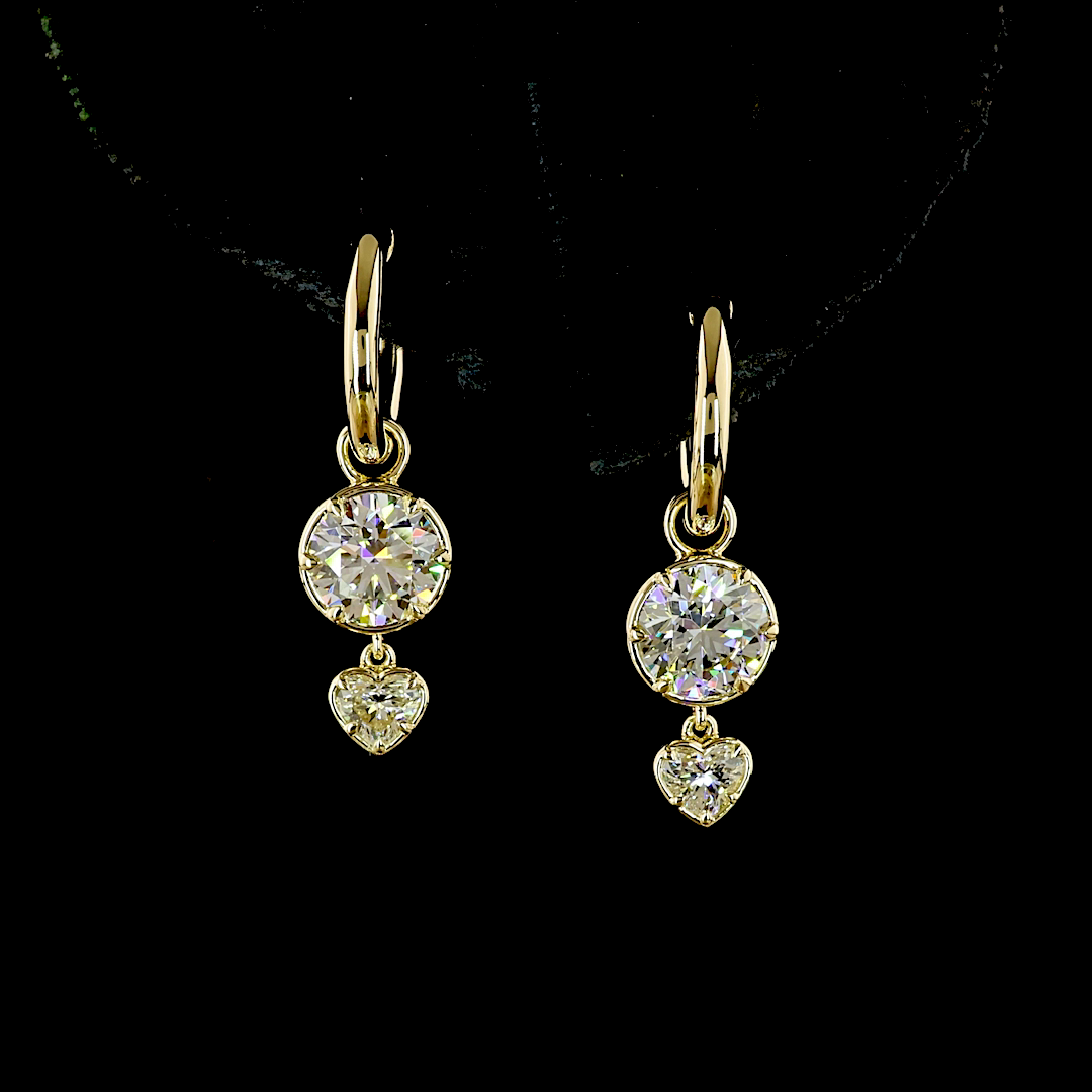 2.38 CTTW Round Lab Grown Diamond Hanging Earring Size 25.55 (E Color and VS1 Clarity)