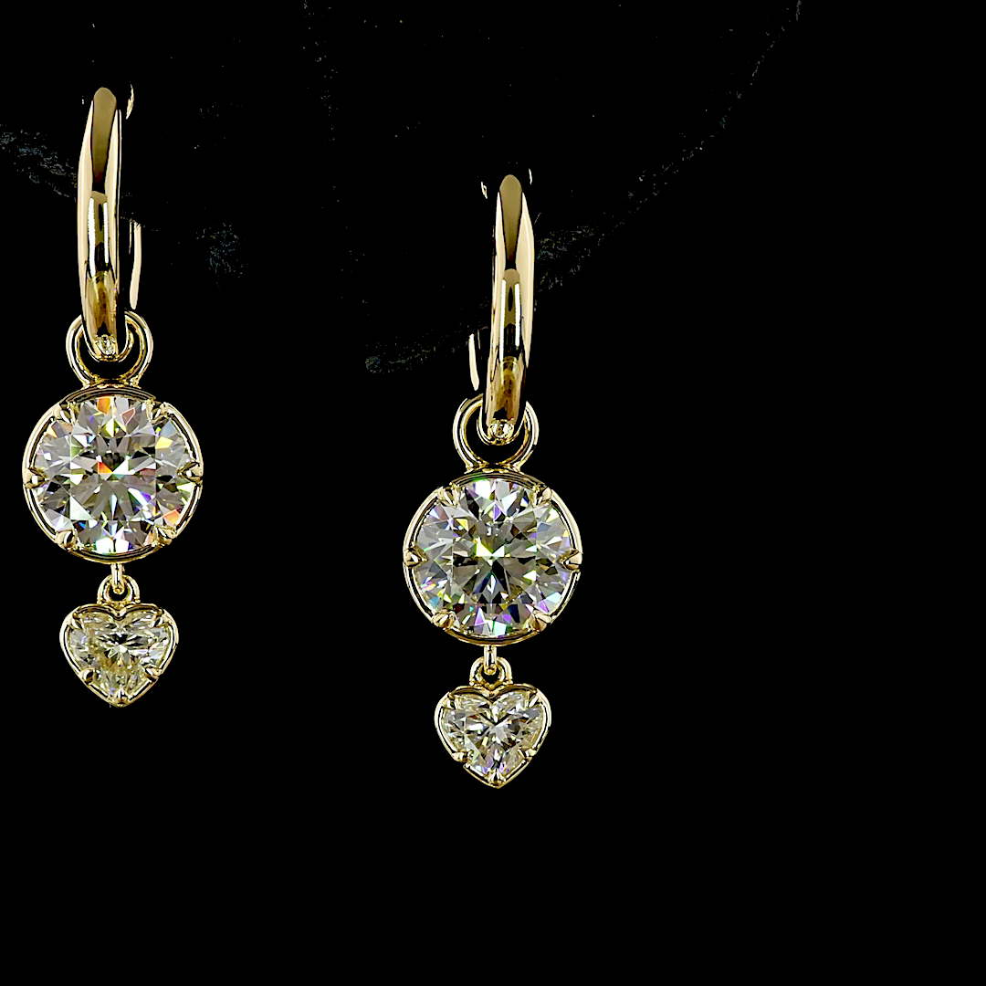 2.38 CTTW Round Lab Grown Diamond Hanging Earring Size 25.55 (E Color and VS1 Clarity)