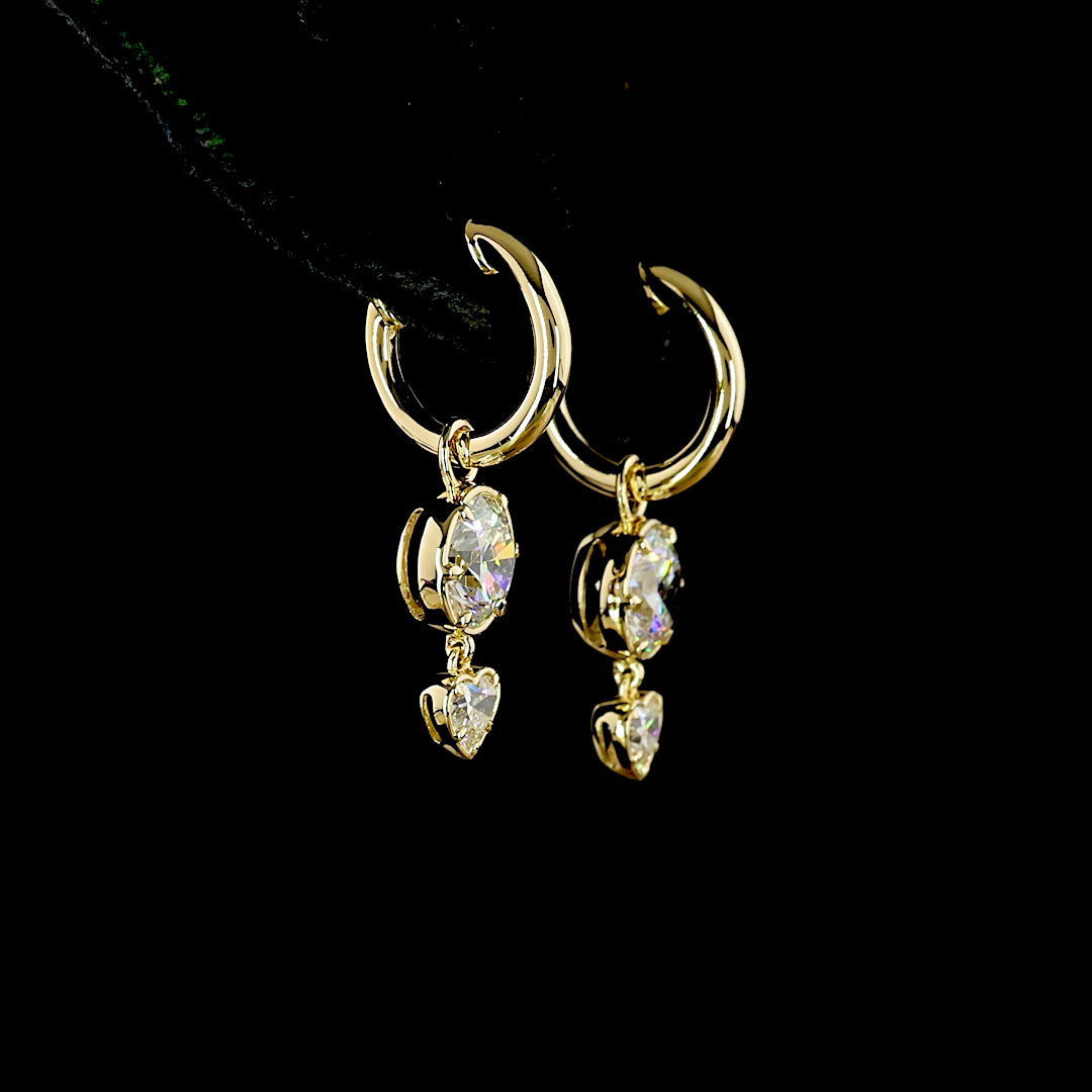 2.38 CTTW Round Lab Grown Diamond Hanging Earring Size 25.55 (E Color and VS1 Clarity)
