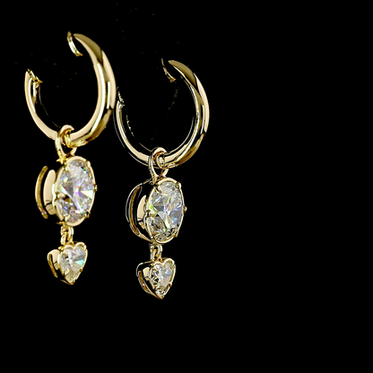 2.38 CTTW Round Lab Grown Diamond Hanging Earring Size 25.55 (E Color and VS1 Clarity)