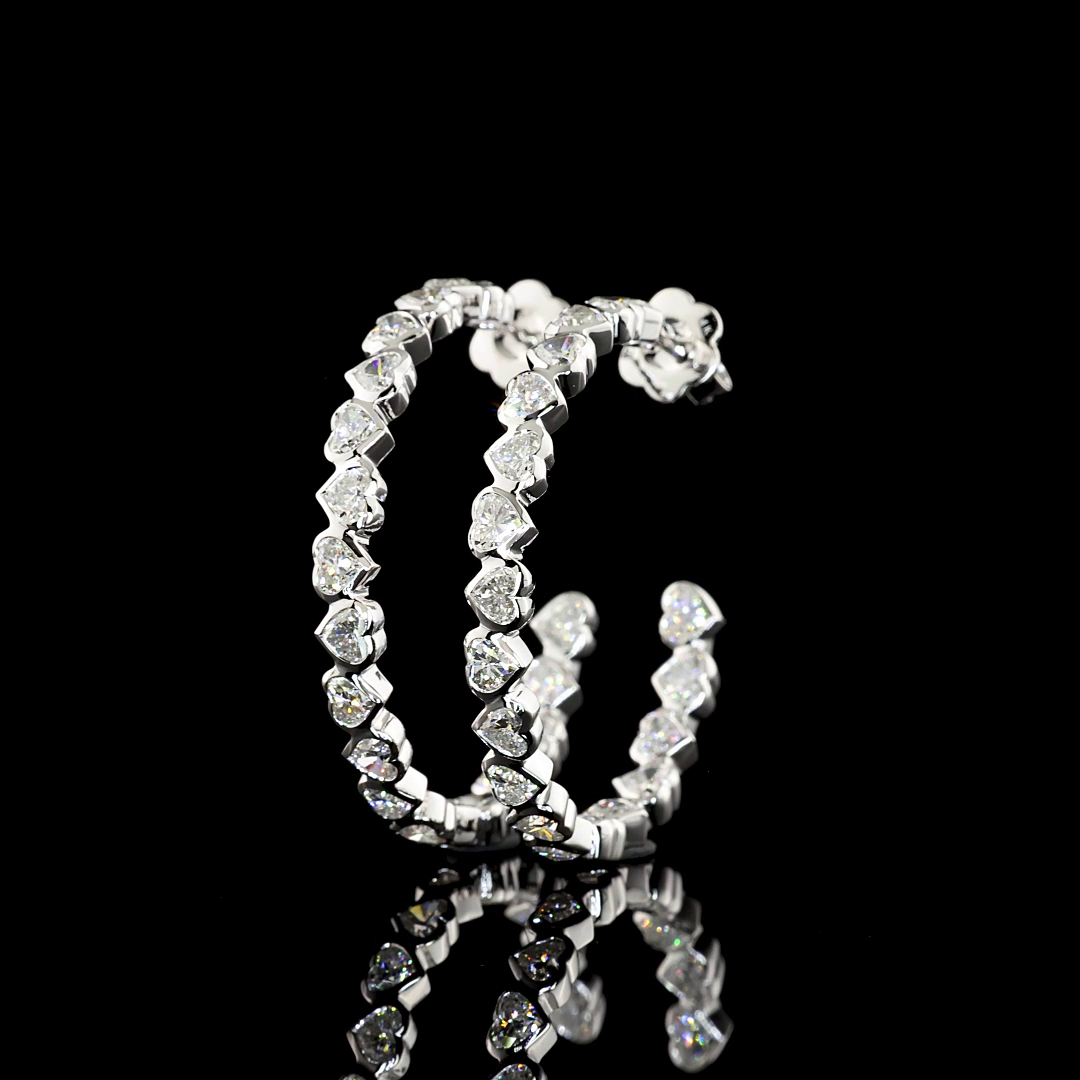 5.38 CTTW Heart Lab Grown Diamond C Hoops Earring Size 35 (E Color and VS2 Clarity)