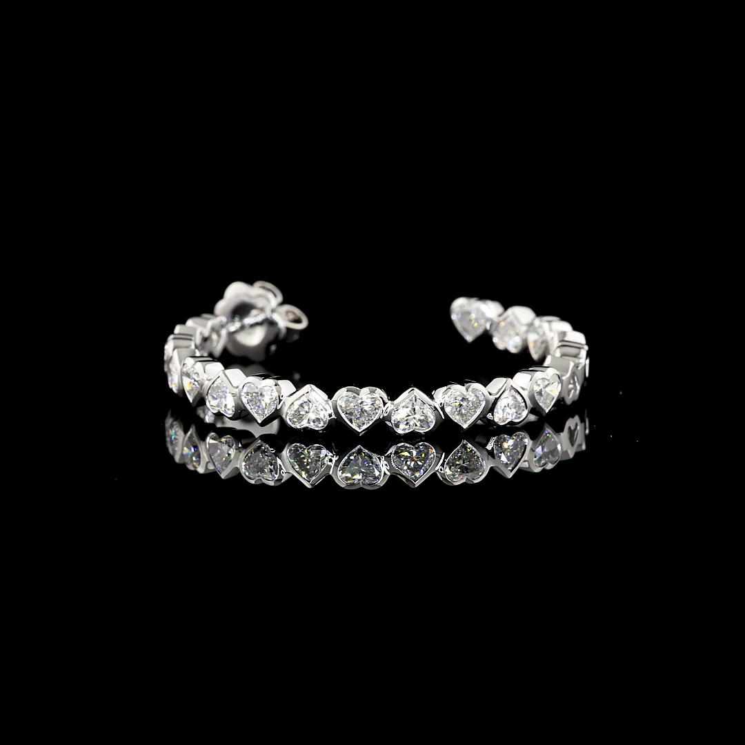 5.38 CTTW Heart Lab Grown Diamond C Hoops Earring Size 35 (E Color and VS2 Clarity)