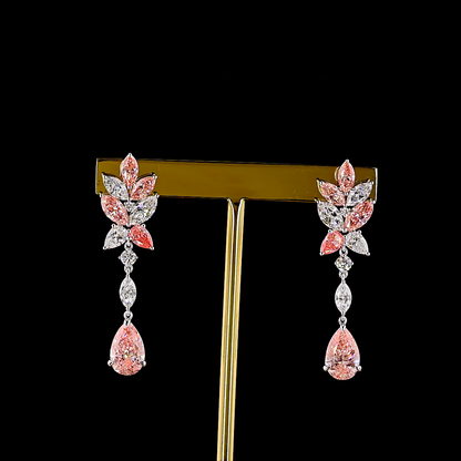 6.74 CTTW MIX Lab Diamond Hanging Earring (Fancy Vivid Pink Color and VS2 Clarity)