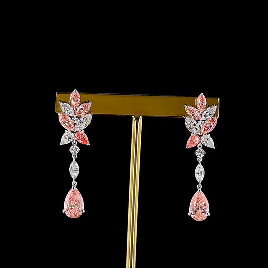 6.74 CTTW MIX Lab Diamond Hanging Earring (Fancy Vivid Pink Color and VS2 Clarity)