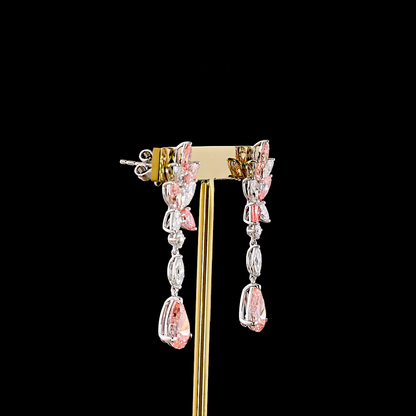 6.74 CTTW MIX Lab Diamond Hanging Earring (Fancy Vivid Pink Color and VS2 Clarity)