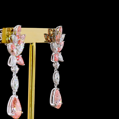 6.74 CTTW MIX Lab Diamond Hanging Earring (Fancy Vivid Pink Color and VS2 Clarity)