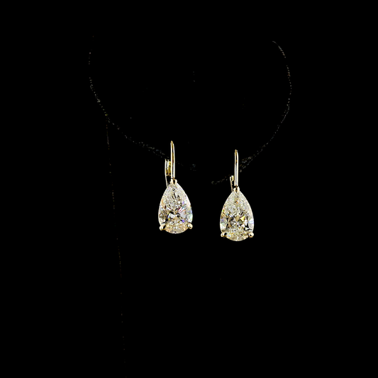 4.22 CTTW Pear Lab Grown Diamond Hanging Earring Size 21.45 (F Color and VS1 Clarity)