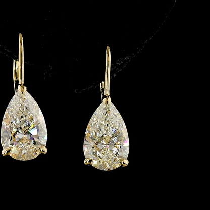 4.22 CTTW Pear Lab Grown Diamond Hanging Earring Size 21.45 (F Color and VS1 Clarity)