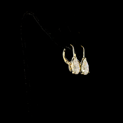 4.22 CTTW Pear Lab Grown Diamond Hanging Earring Size 21.45 (F Color and VS1 Clarity)