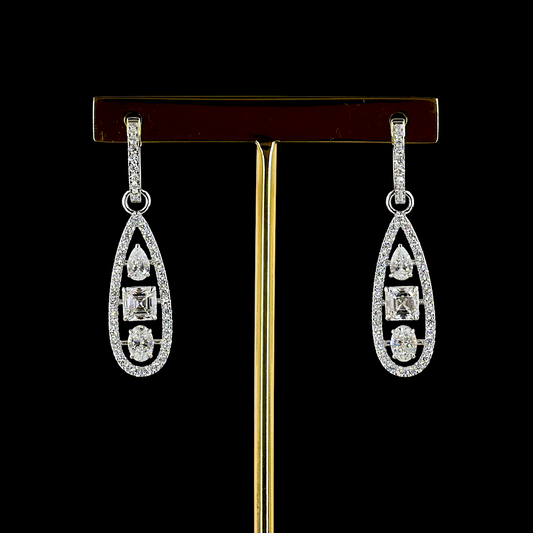 2.98 CTTW MIX Lab Diamond Hanging Earring (E Color and VS1 Clarity)