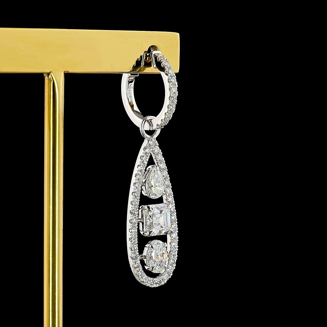 2.98 CTTW MIX Lab Diamond Hanging Earring (E Color and VS1 Clarity)