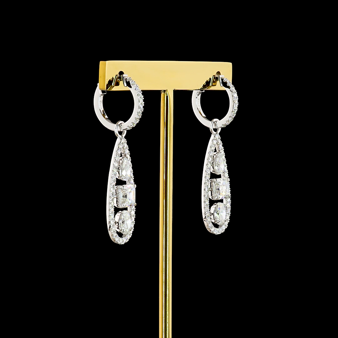 3.00 CTTW MIX Lab Diamond Hanging Earring (E Color and VS1 Clarity)