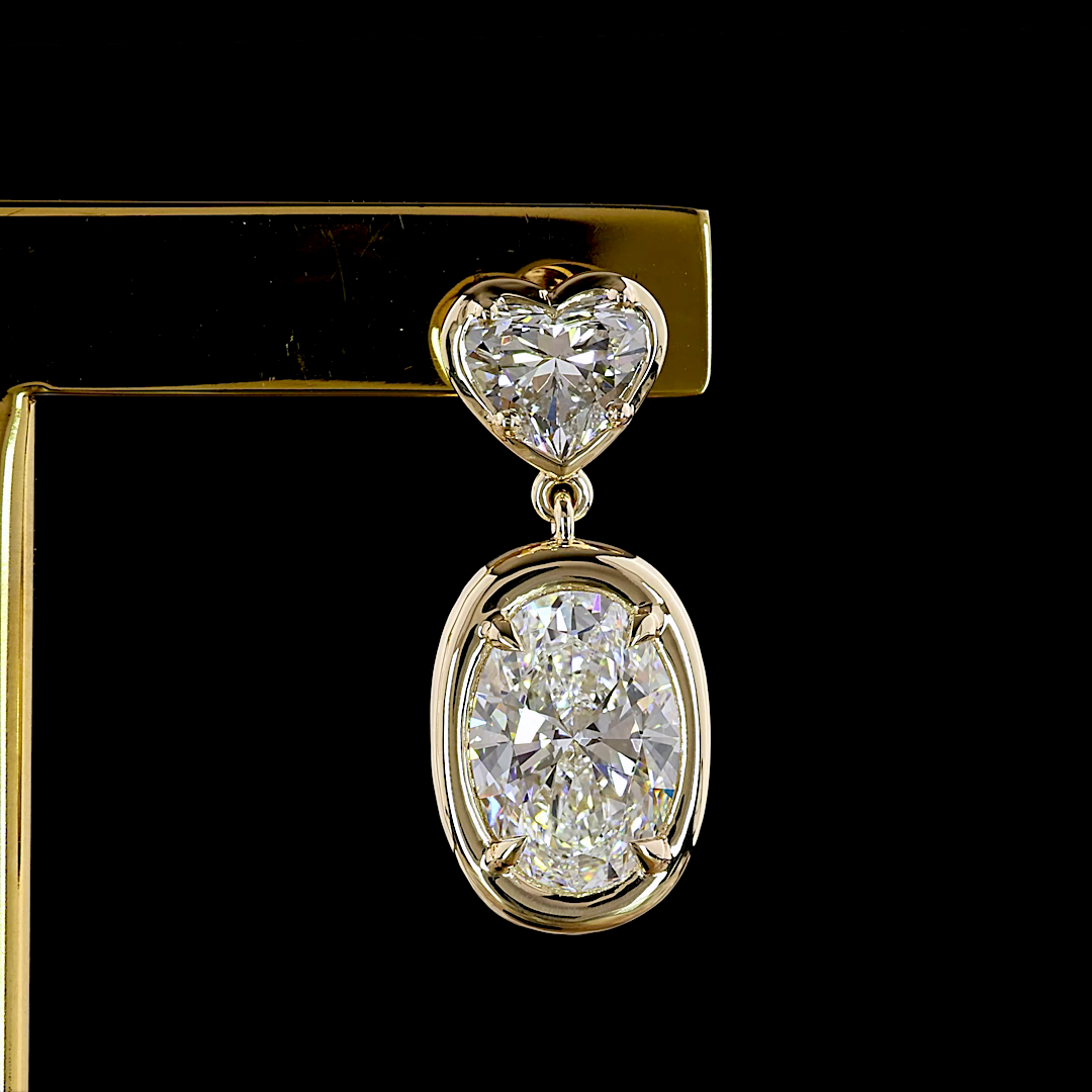 5.51 CTTW Oval Lab Grown Diamond Hanging Earring Size 22 (E Color and VS1 Clarity)