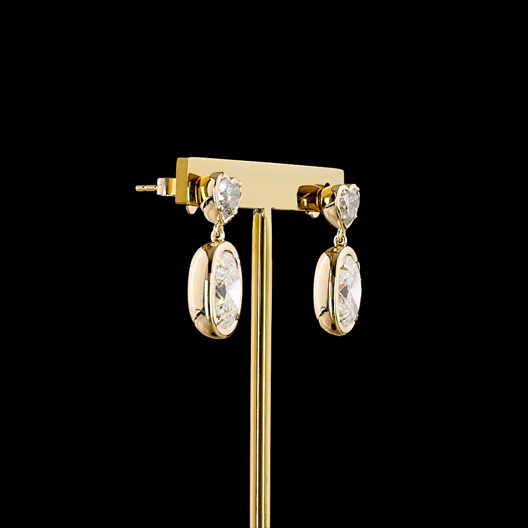 5.51 CTTW Oval Lab Grown Diamond Hanging Earring Size 22 (E Color and VS1 Clarity)