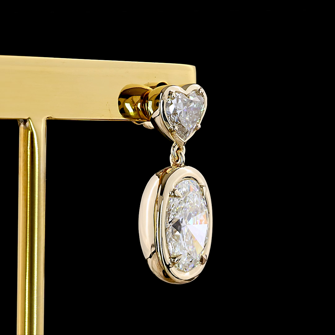 5.51 CTTW Oval Lab Grown Diamond Hanging Earring Size 22 (E Color and VS1 Clarity)