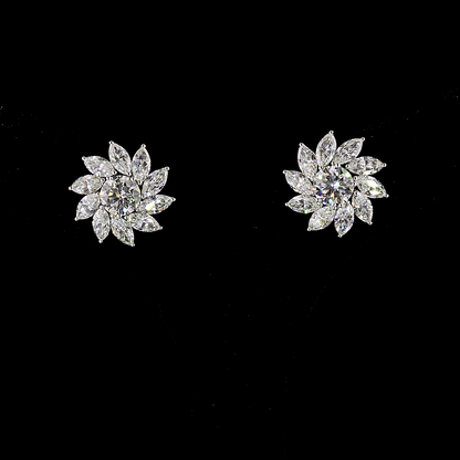 6.22 CTTW Marquise Lab Diamond Jacket Stud Earring (E Color and VS1 Clarity)