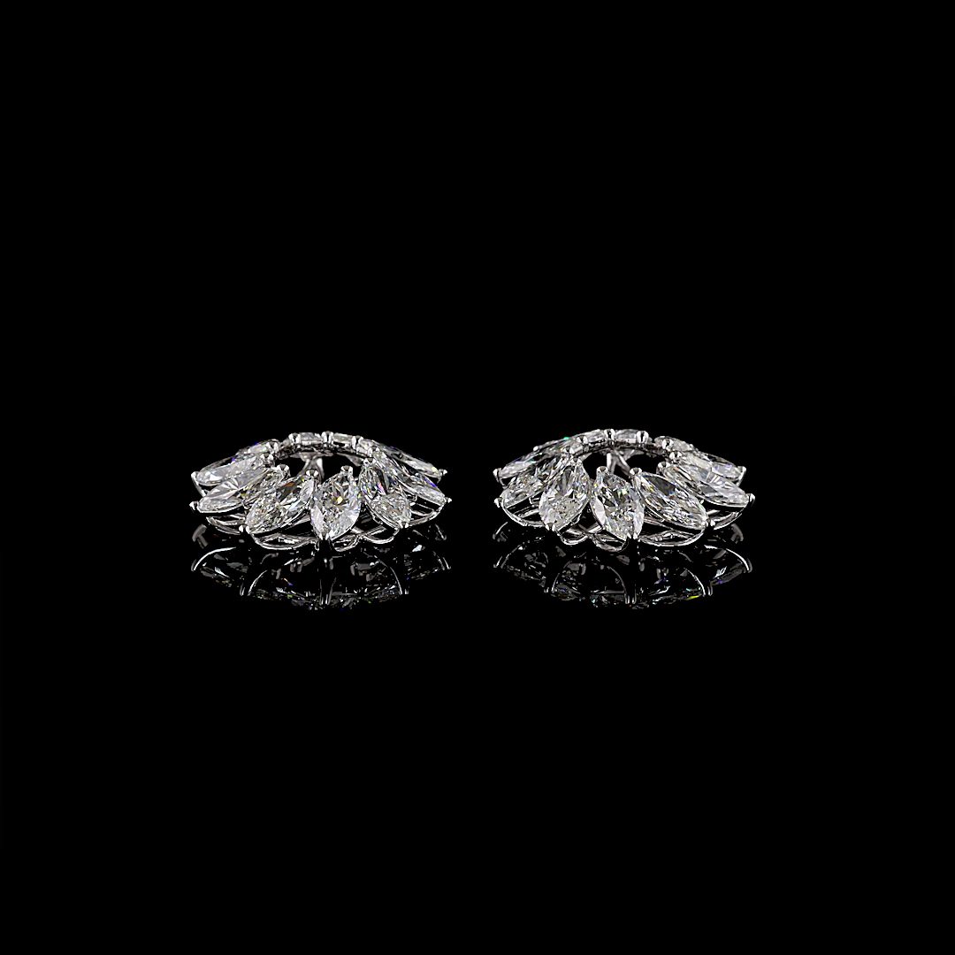 4.97 CTTW Marquise Lab Diamond Jacket Stud Earring (E Color and VS1 Clarity)