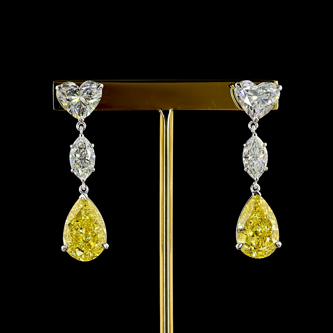 19.25 CTTW MIX Lab Diamond Hanging Earring (Fancy Vivid Yellow Color and VS2 Clarity)