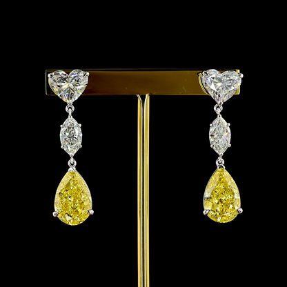 19.25 CTTW MIX Lab Diamond Hanging Earring (Fancy Vivid Yellow Color and VS2 Clarity)