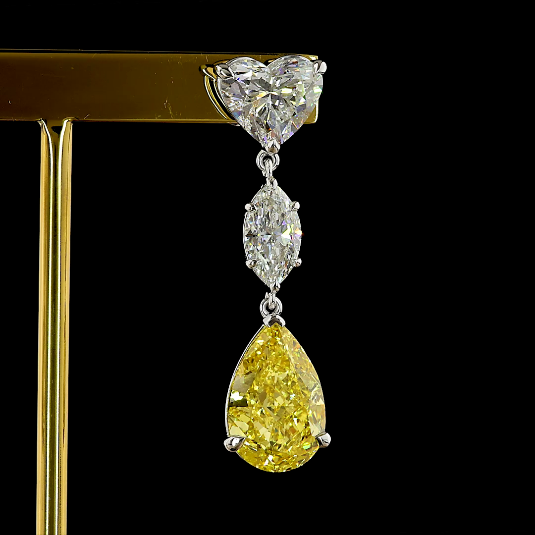 19.25 CTTW MIX Lab Diamond Hanging Earring (Fancy Vivid Yellow Color and VS2 Clarity)