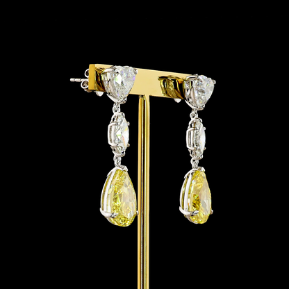 19.25 CTTW MIX Lab Diamond Hanging Earring (Fancy Vivid Yellow Color and VS2 Clarity)