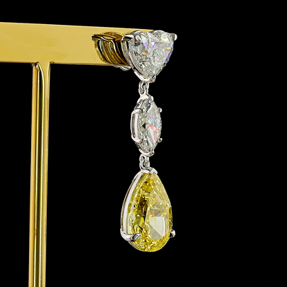 19.25 CTTW MIX Lab Diamond Hanging Earring (Fancy Vivid Yellow Color and VS2 Clarity)