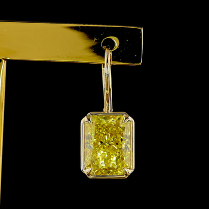 8.13 CTTW Radiant Lab Grown Diamond Hanging Earring Size 23.4 (FV.YL Color and VS2 Clarity)
