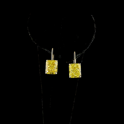 8.20 CTTW Radiant Lab Grown Diamond Hanging Earring Size 20.5 (FV.YL Color and VS1 Clarity)